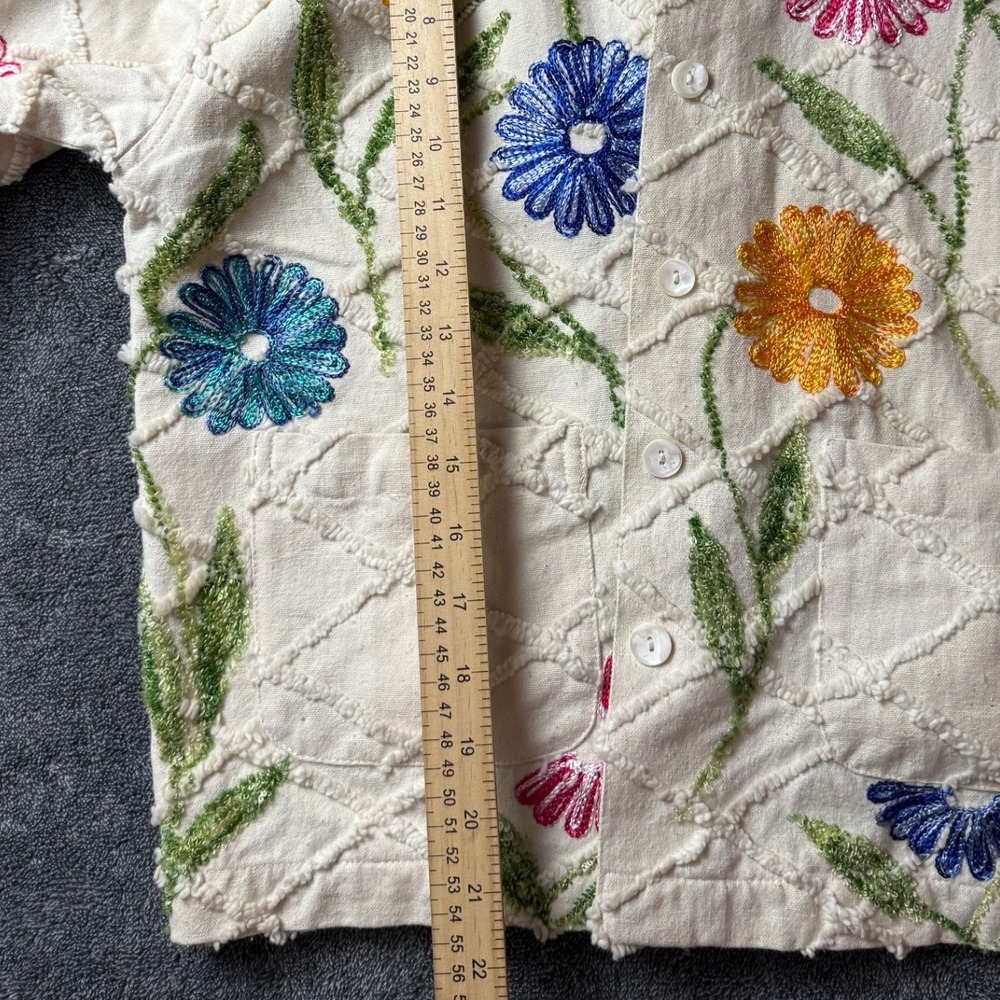 Vintage Tantrums Floral Embroidered Cotton Jacket Boho Artwear Size S India Y2K - Picture 11 of 12